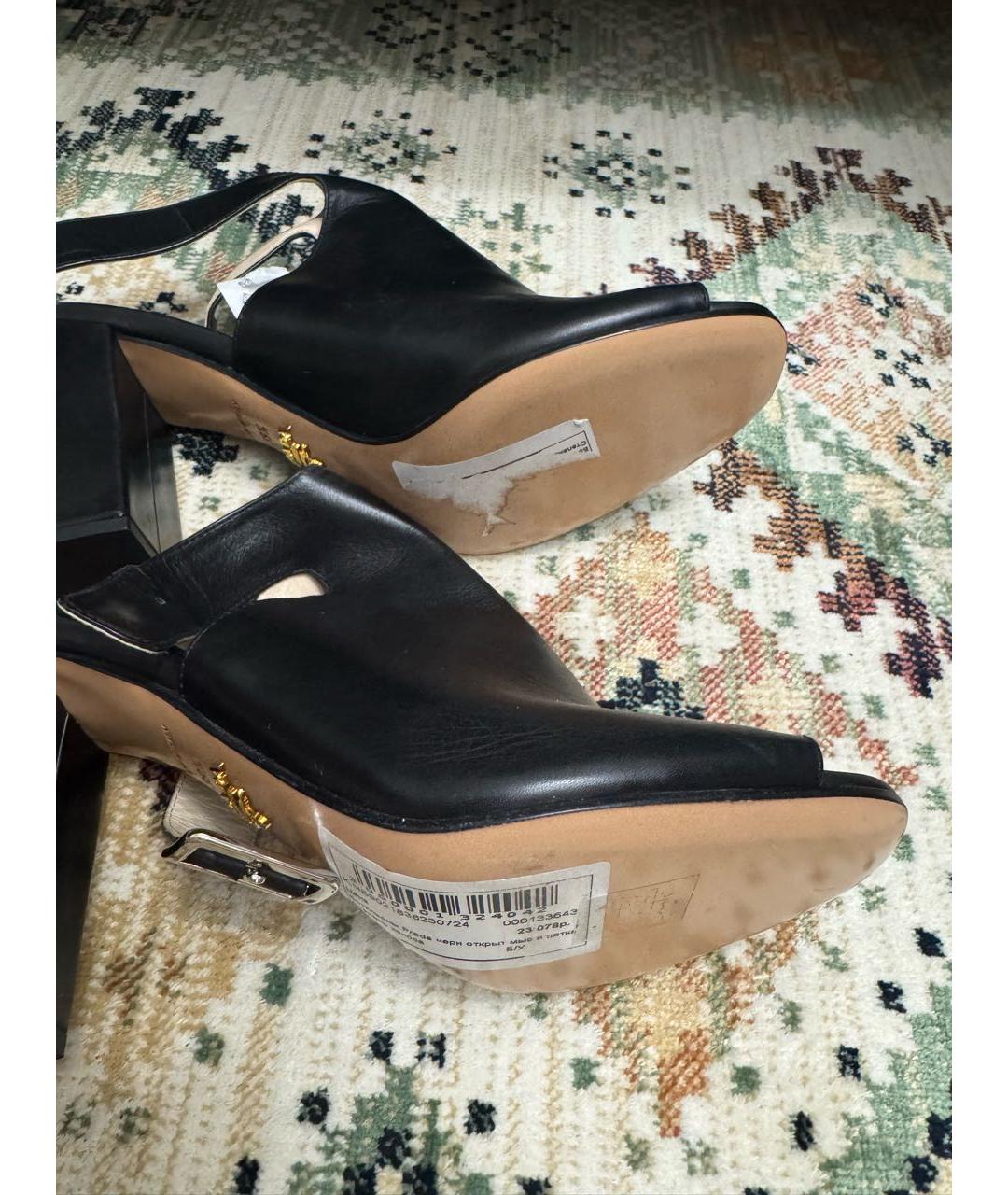 PRADA Черные кожаные босоножки, фото 2