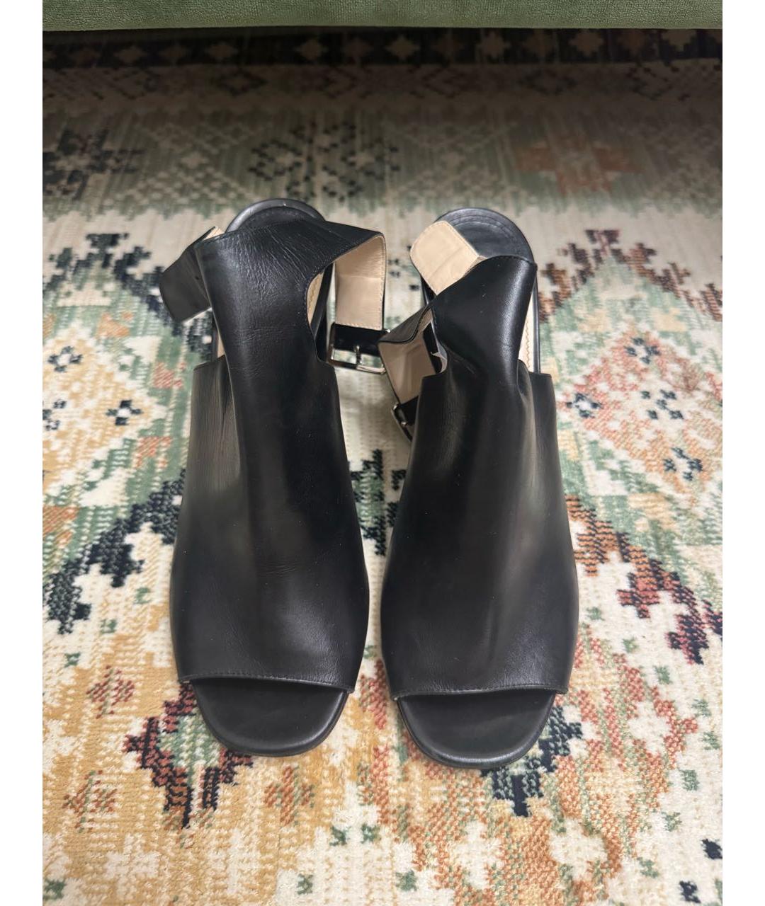 PRADA Черные кожаные босоножки, фото 3