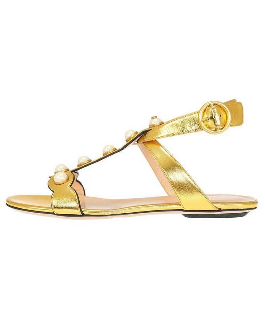 GUCCI Золотые сандалии, фото 6