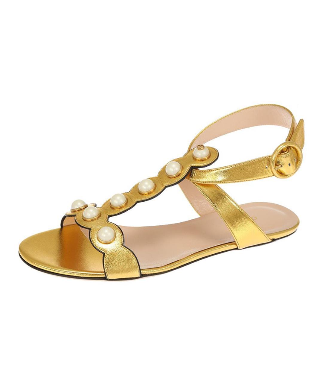 GUCCI Золотые сандалии, фото 2