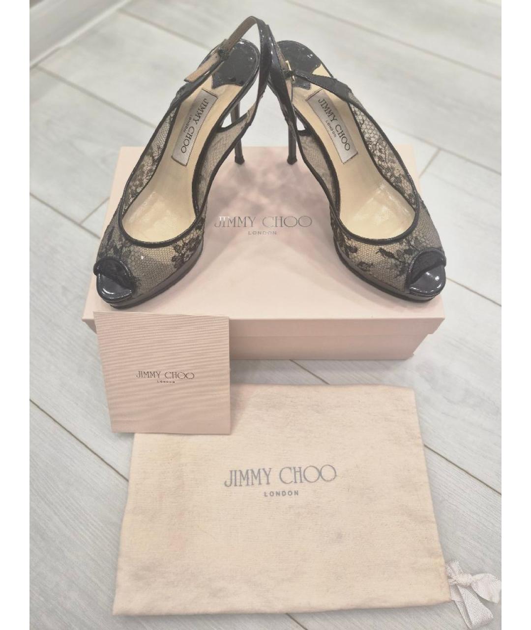 JIMMY CHOO Черные босоножки из лакированной кожи, фото 3