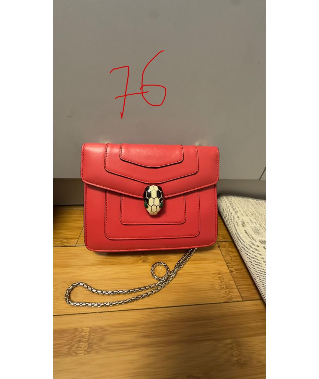 BVLGARI Красная кожаная сумка через плечо, фото 5