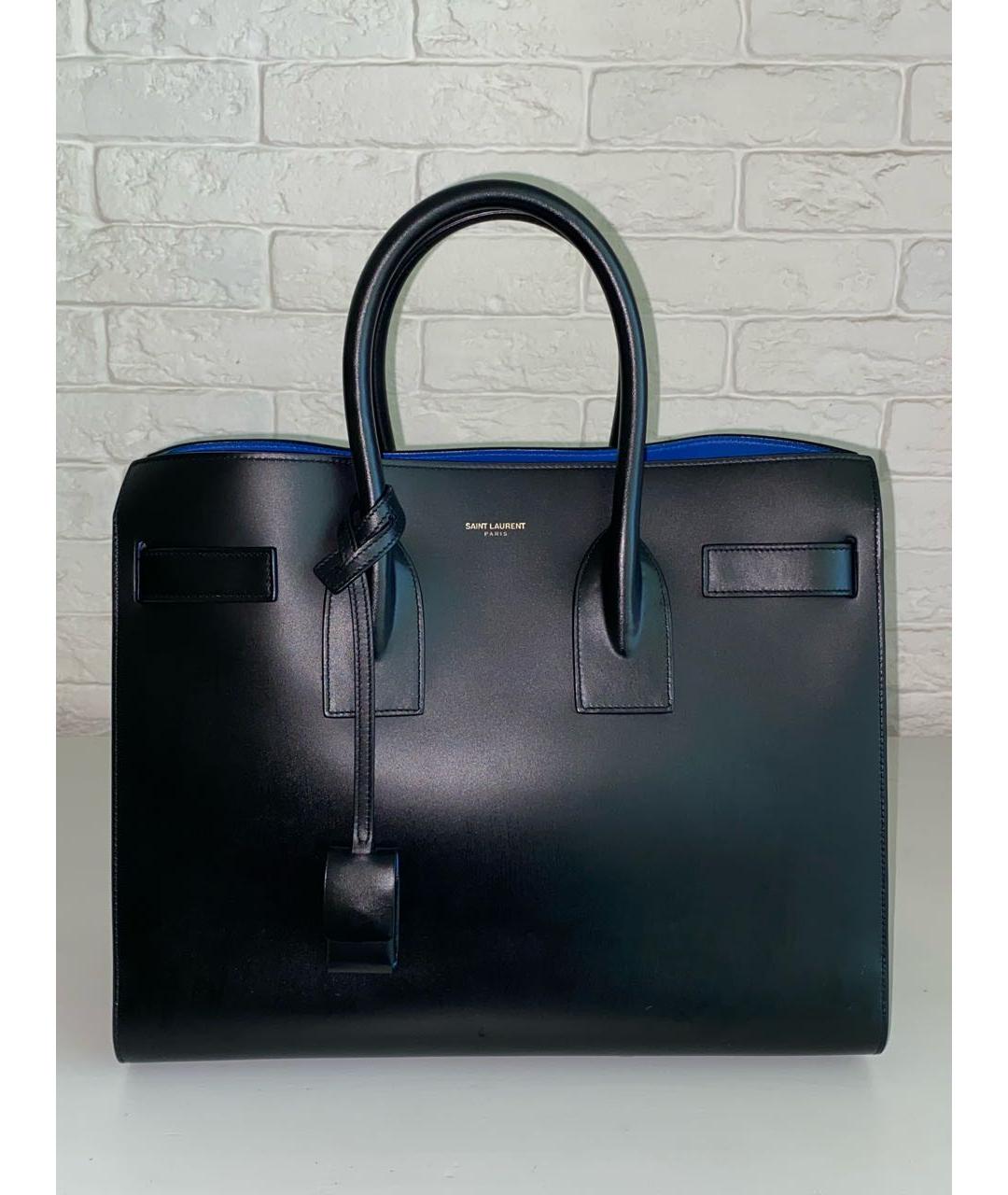 SAINT LAURENT Черная кожаная сумка с короткими ручками, фото 9