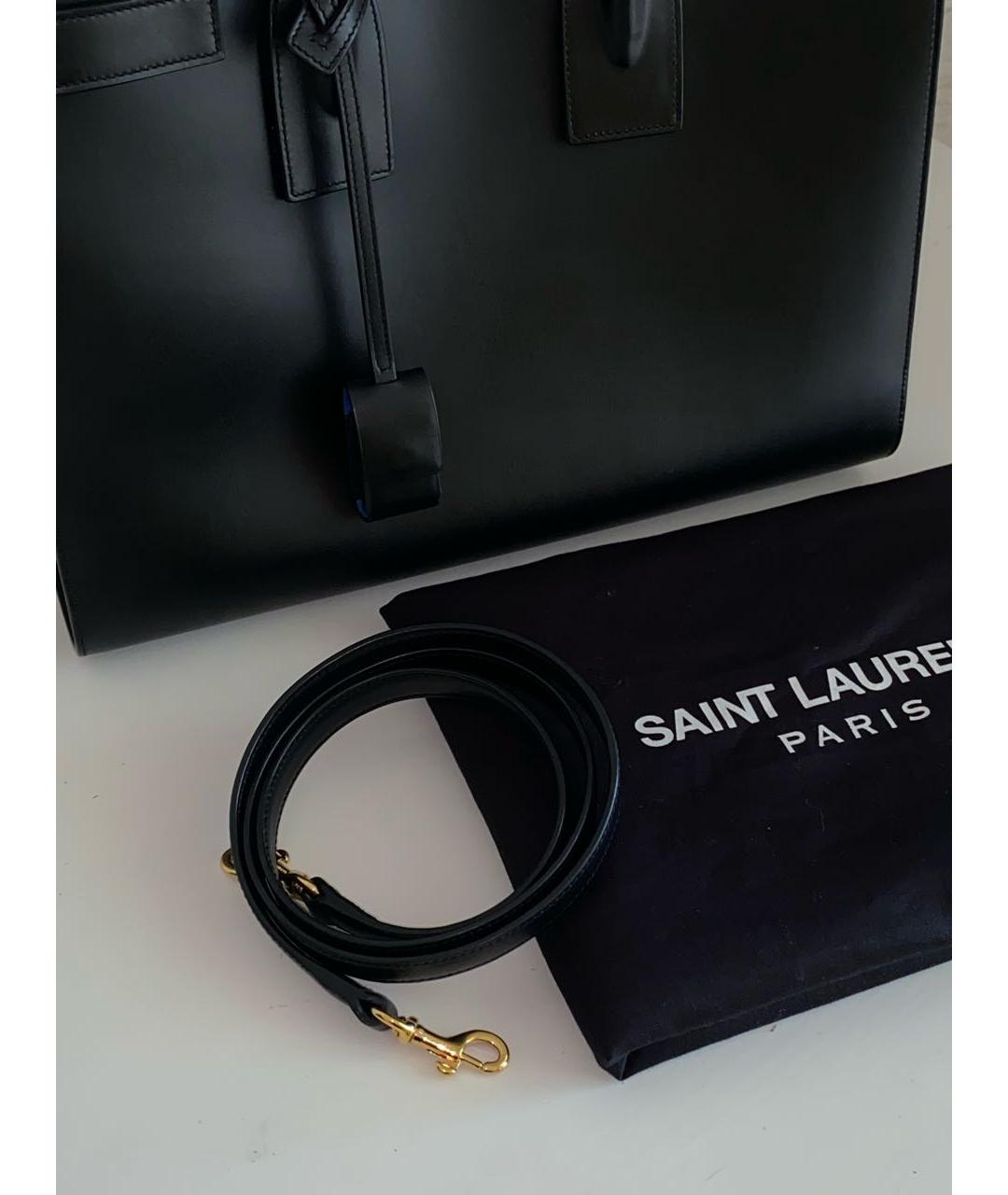 SAINT LAURENT Черная кожаная сумка с короткими ручками, фото 8