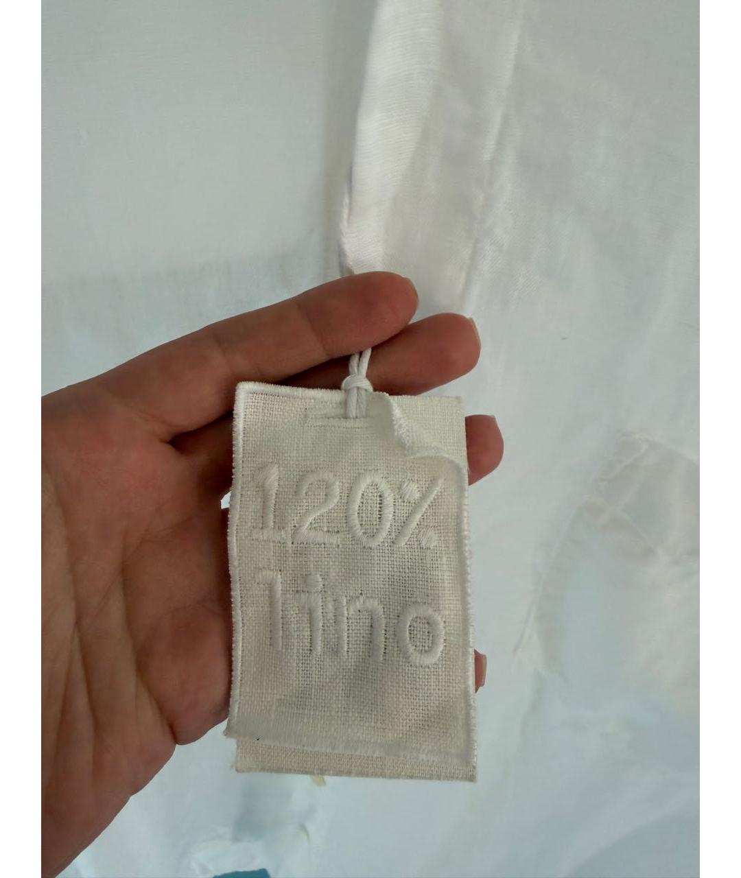 120% LINO Белая льняная кэжуал рубашка, фото 5