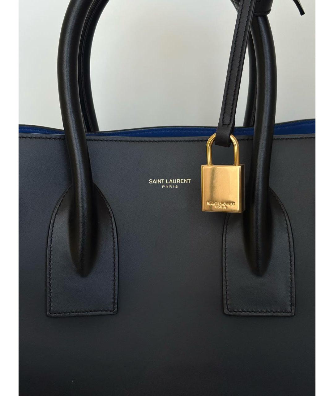 SAINT LAURENT Черная кожаная сумка с короткими ручками, фото 4