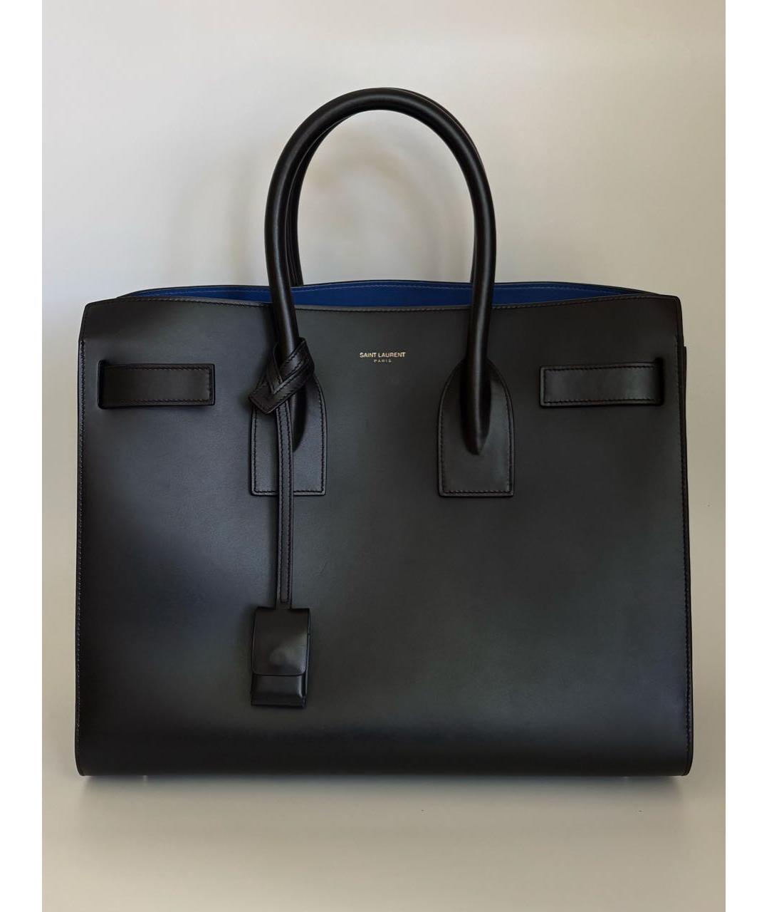 SAINT LAURENT Черная кожаная сумка с короткими ручками, фото 9
