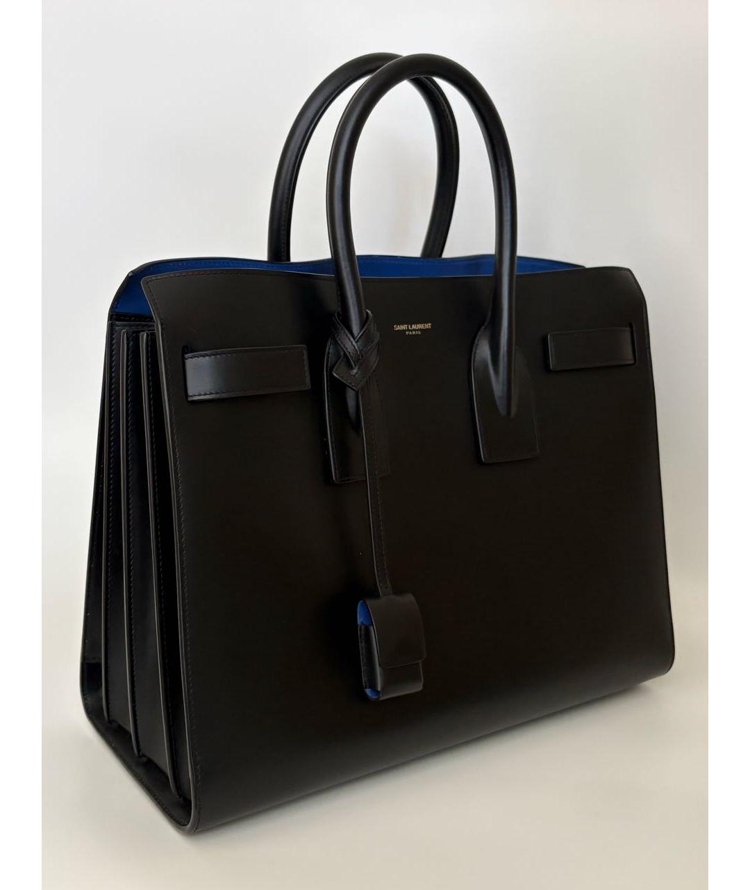 SAINT LAURENT Черная кожаная сумка с короткими ручками, фото 2