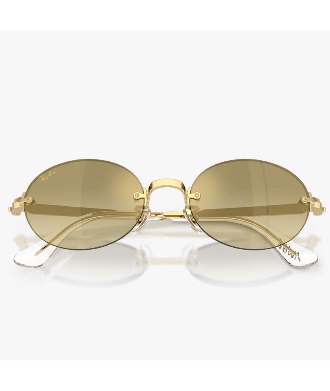RAY BAN Бежевые металлические солнцезащитные очки, фото 8