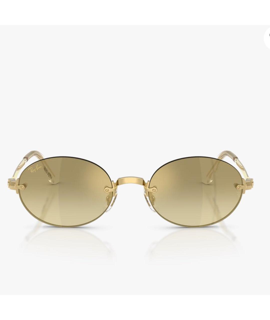 RAY BAN Бежевые металлические солнцезащитные очки, фото 2