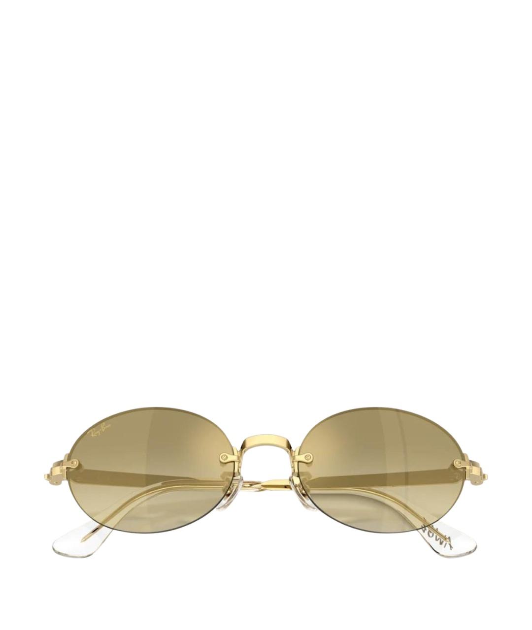RAY BAN Бежевые металлические солнцезащитные очки, фото 1