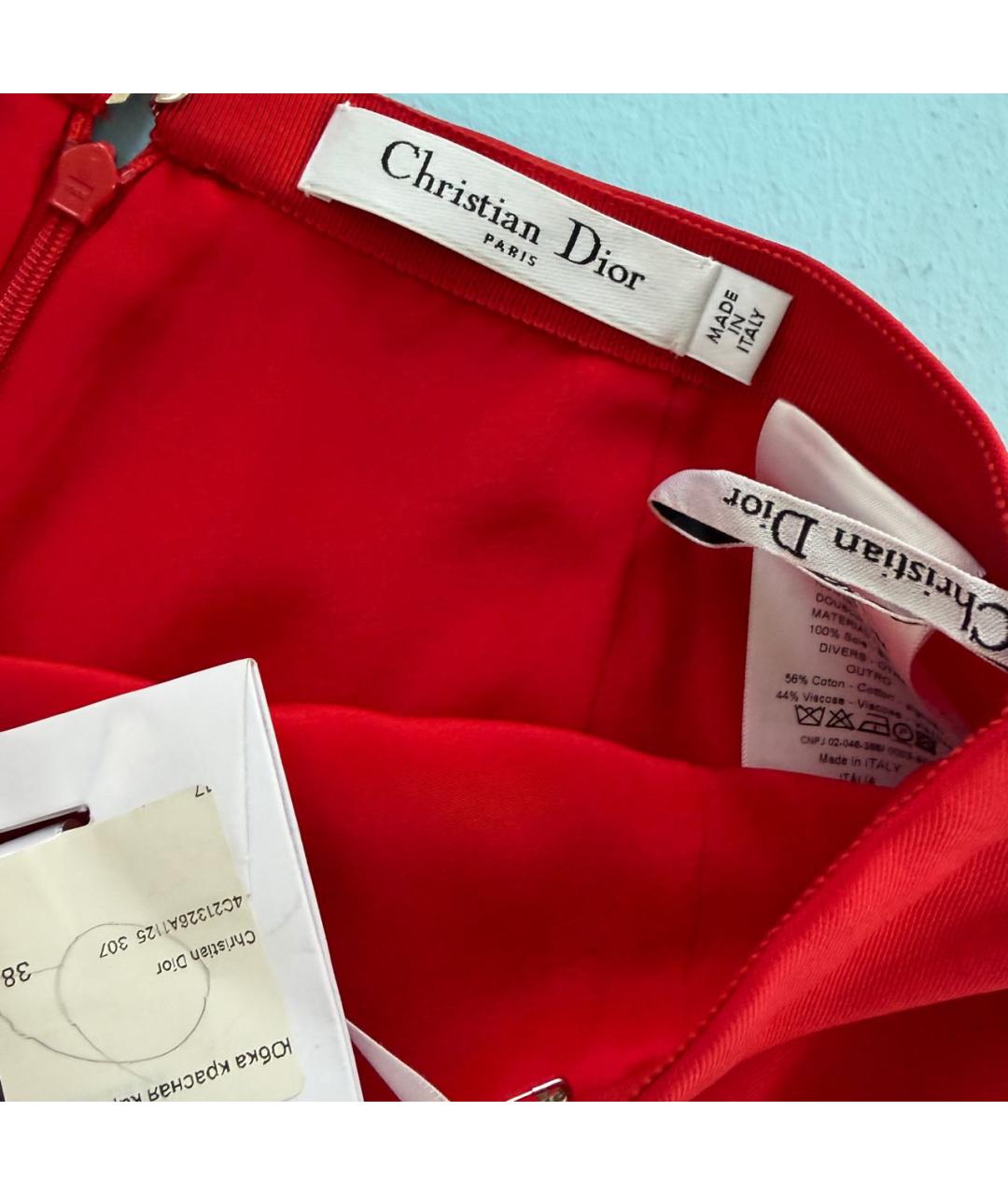CHRISTIAN DIOR Красная шерстяная юбка миди, фото 6