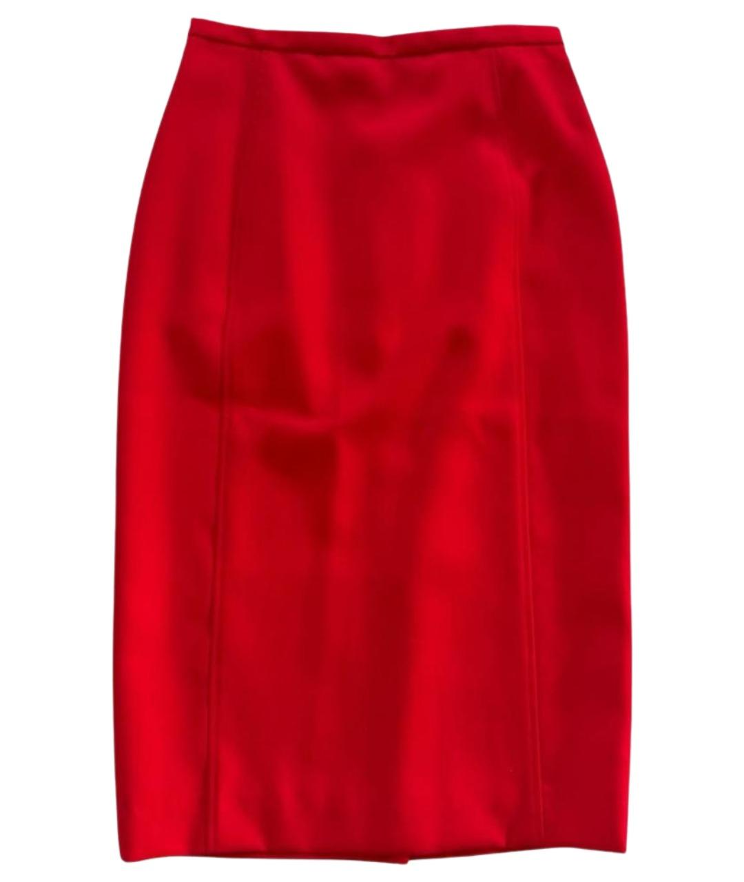 CHRISTIAN DIOR Красная шерстяная юбка миди, фото 1