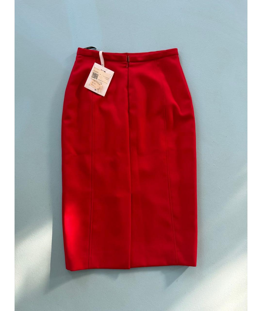 CHRISTIAN DIOR Красная шерстяная юбка миди, фото 2