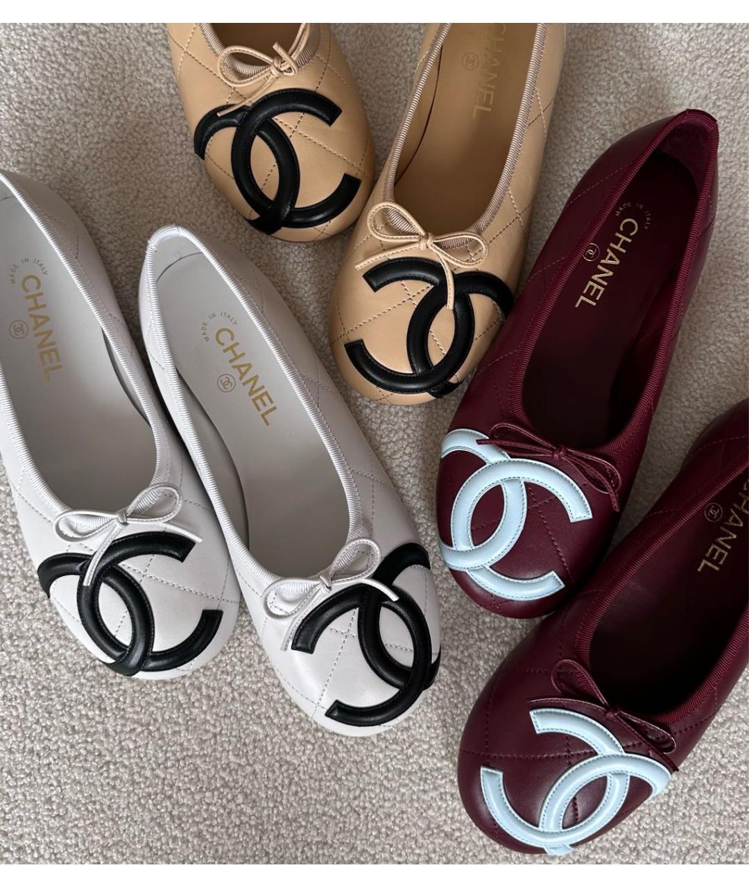 CHANEL Бордовые кожаные балетки, фото 3