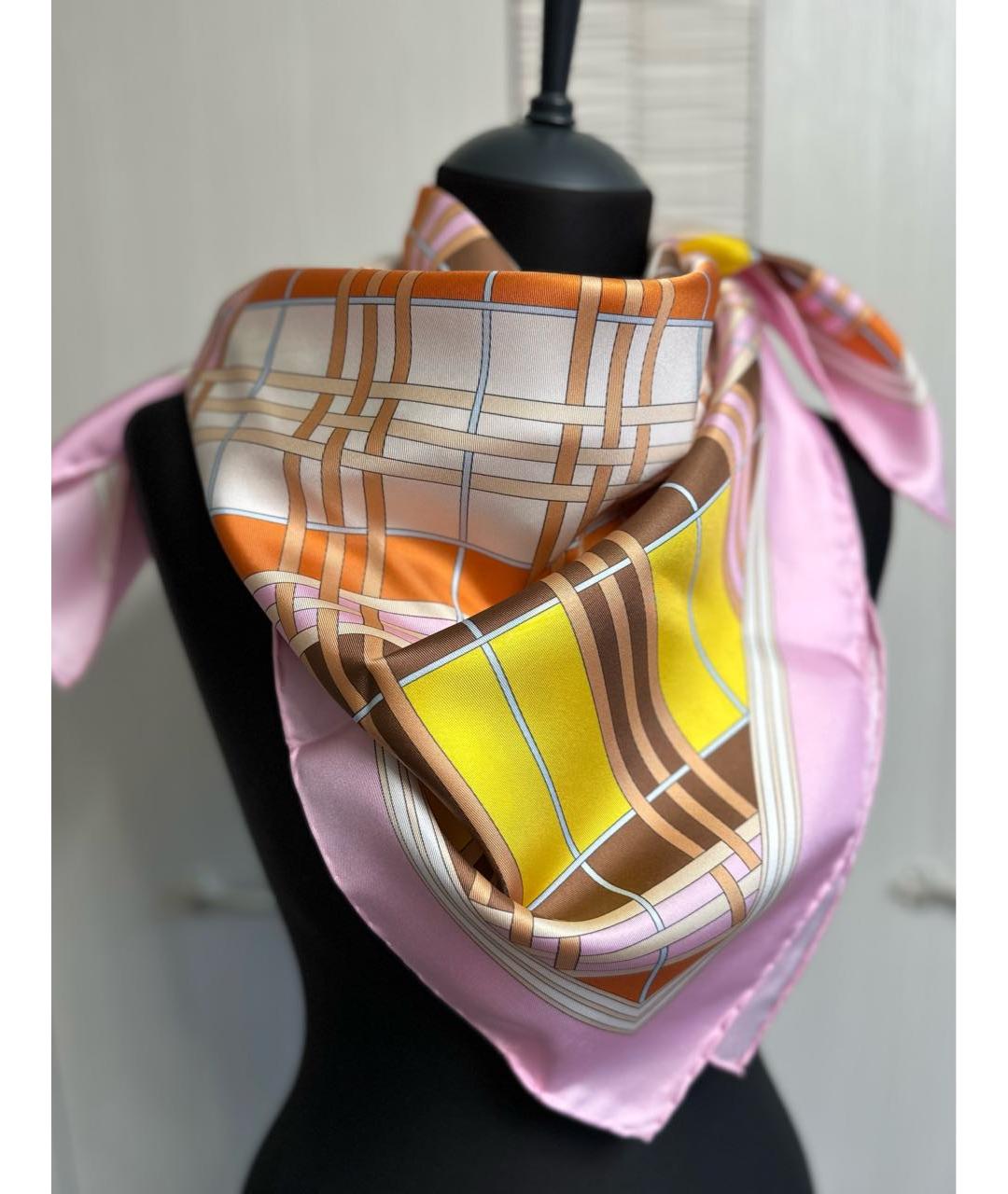 BURBERRY Розовый шелковый платок, фото 9