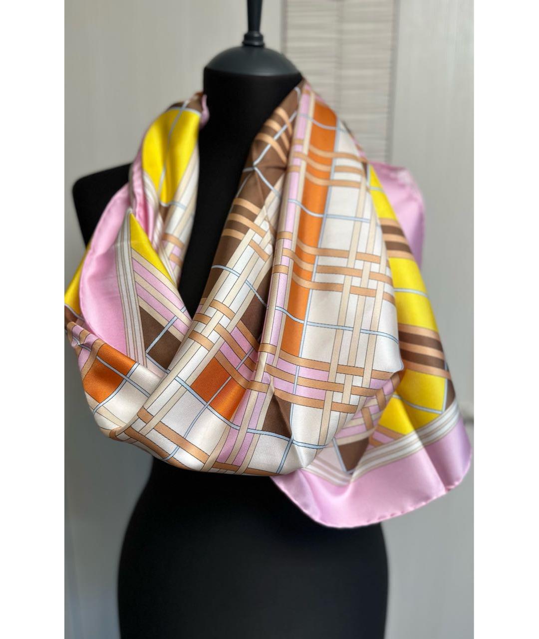 BURBERRY Розовый шелковый платок, фото 2