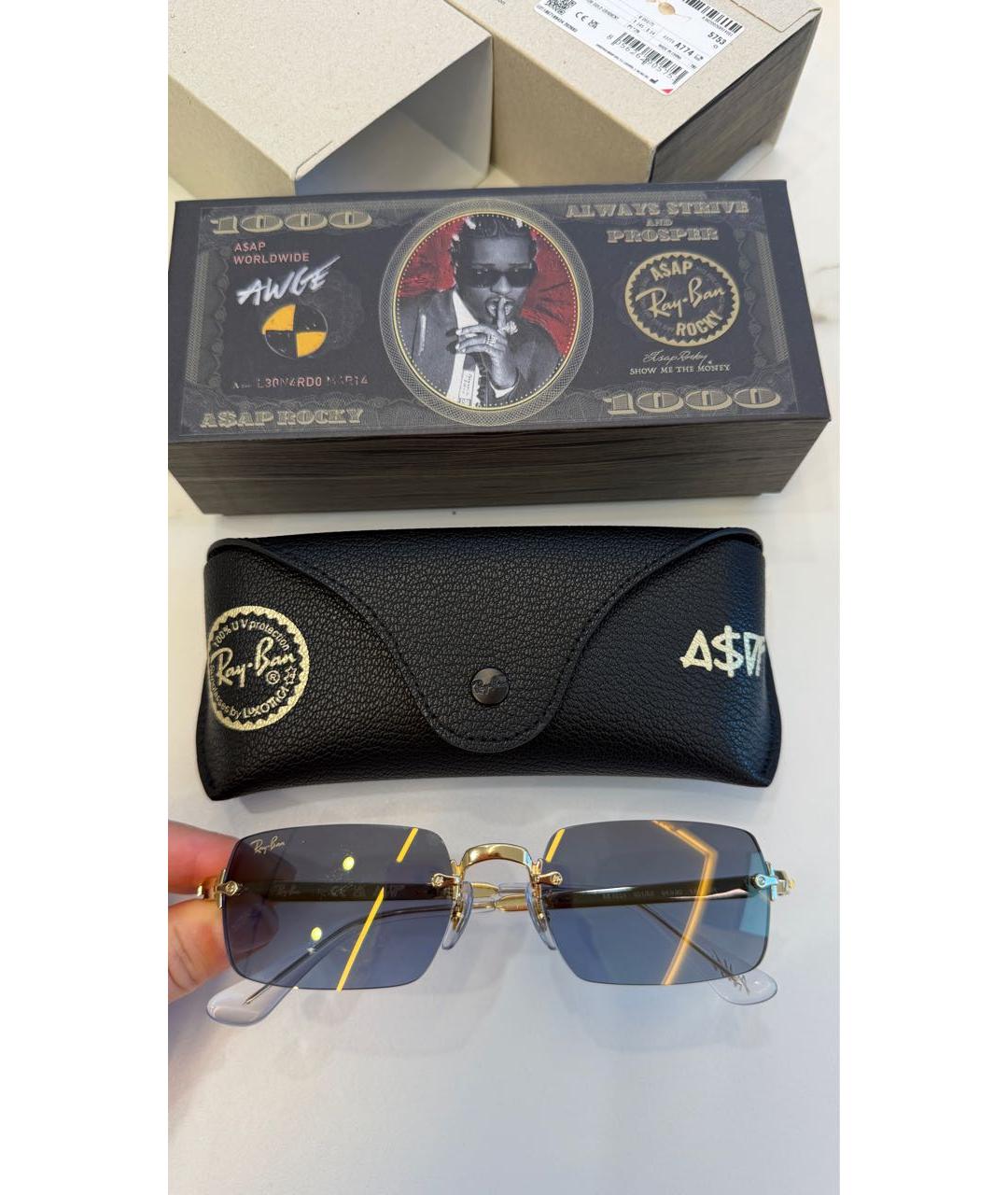 RAY BAN Синие металлические солнцезащитные очки, фото 4