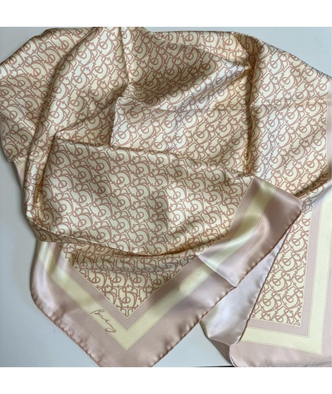 BURBERRY Бежевый шелковый платок, фото 6