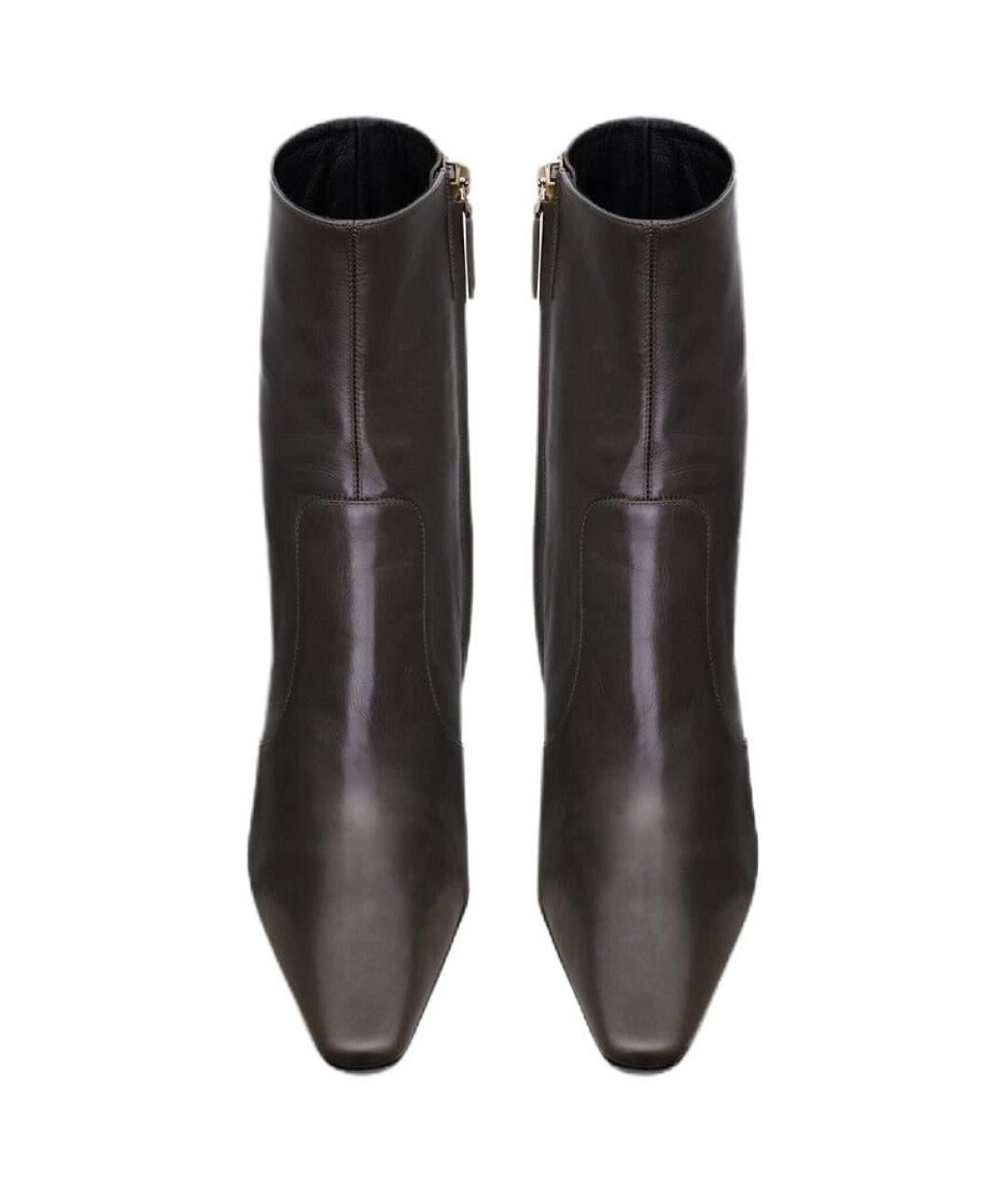 SAINT LAURENT Коричневые кожаные ботильоны, фото 4