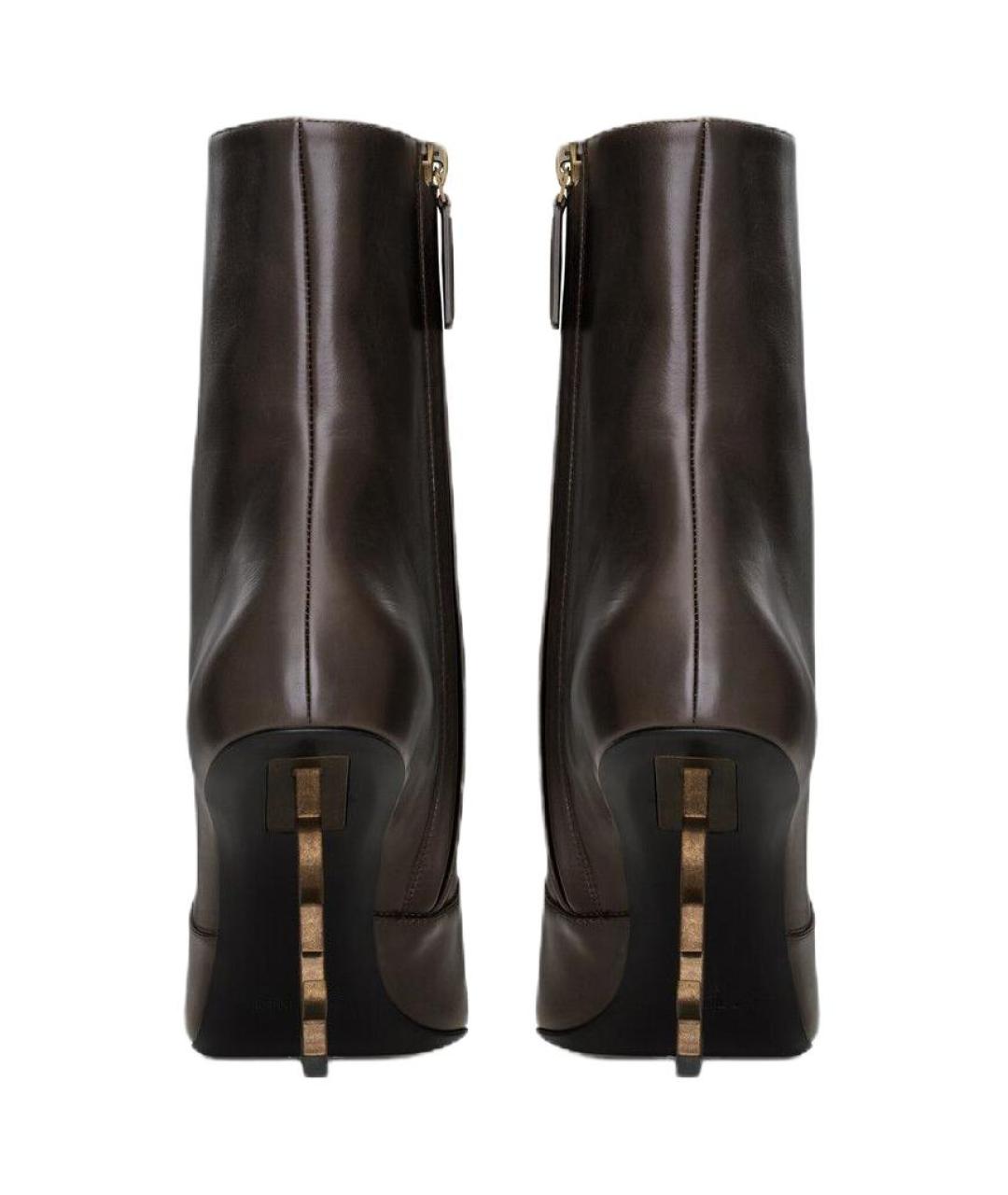 SAINT LAURENT Коричневые кожаные ботильоны, фото 5