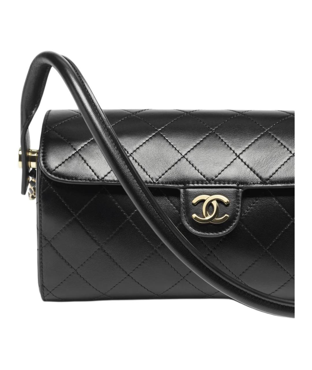 CHANEL Черная кожаная сумка через плечо, фото 4