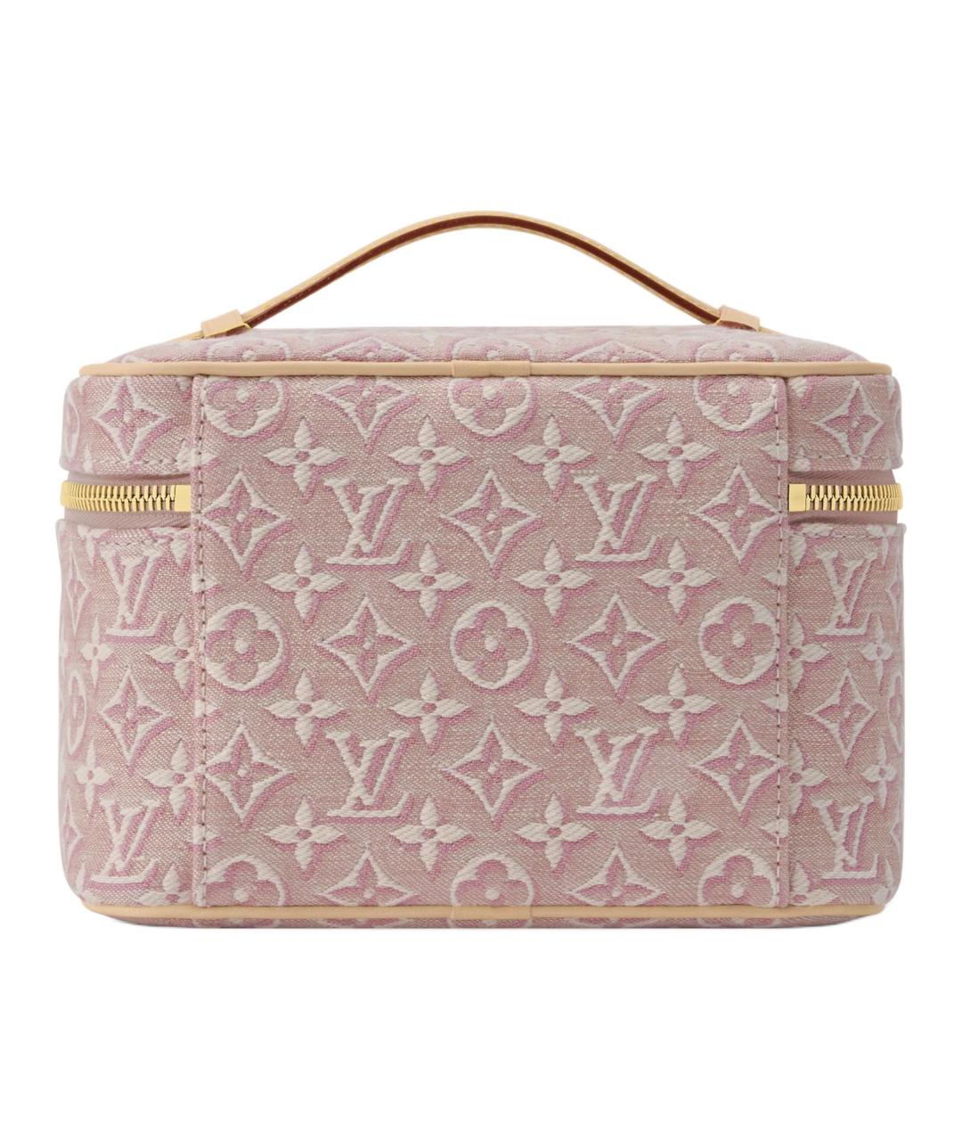 LOUIS VUITTON Розовая тканевая косметичка, фото 3