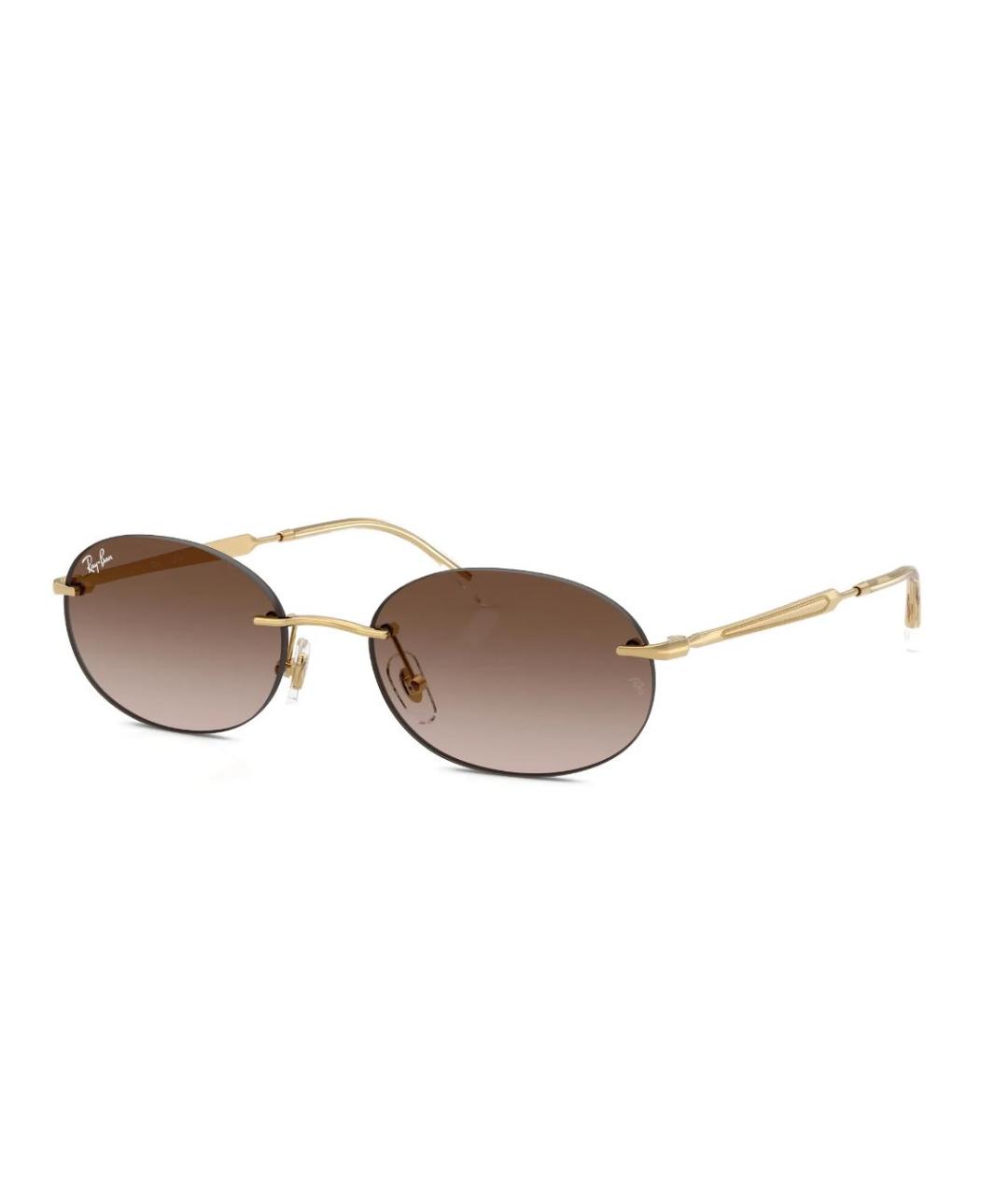 RAY BAN Коричневые металлические солнцезащитные очки, фото 1