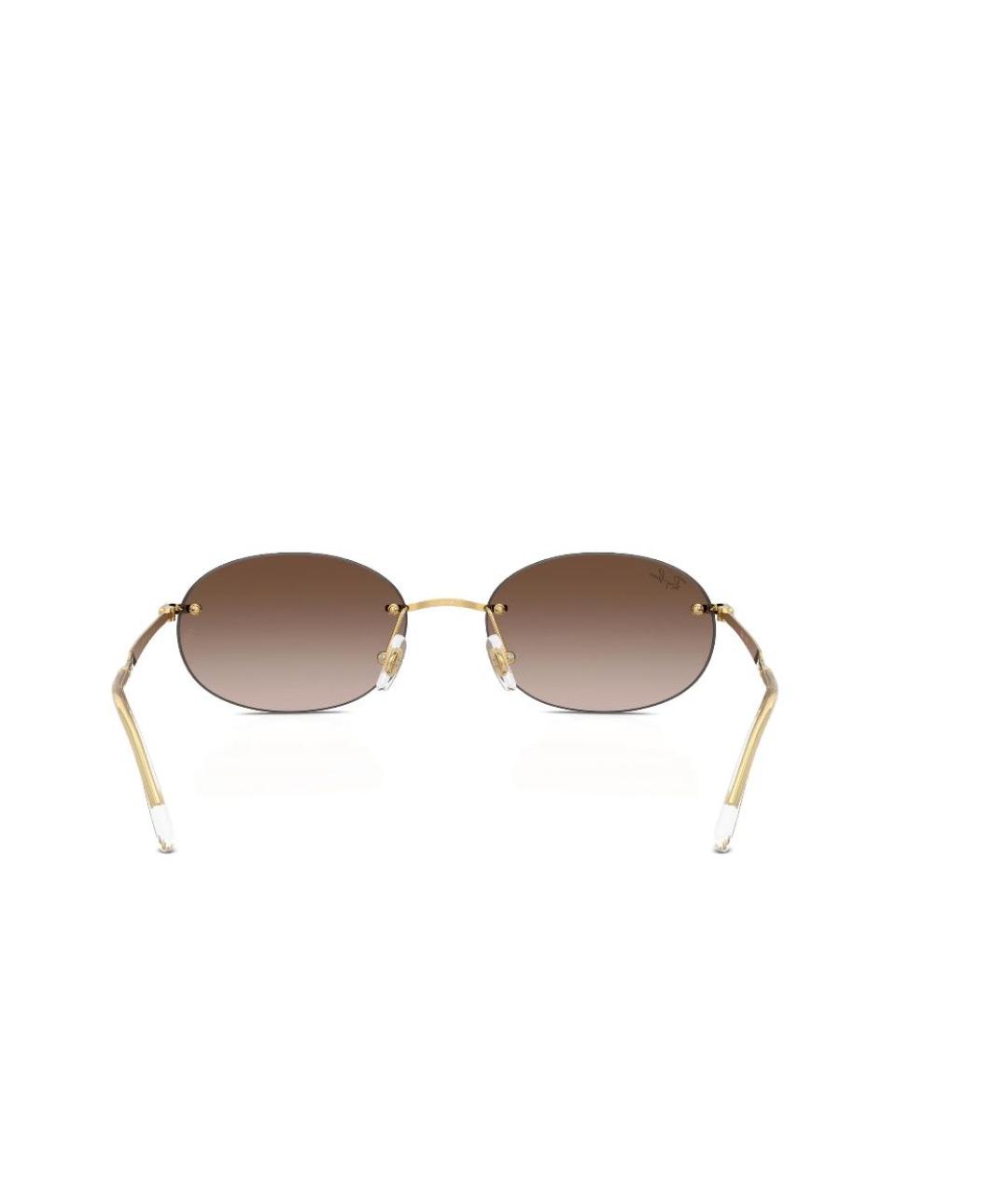 RAY BAN Коричневые металлические солнцезащитные очки, фото 2