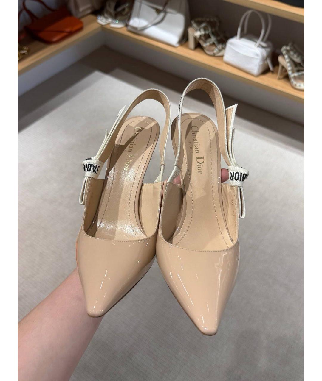 CHRISTIAN DIOR Бежевые кожаные туфли, фото 4