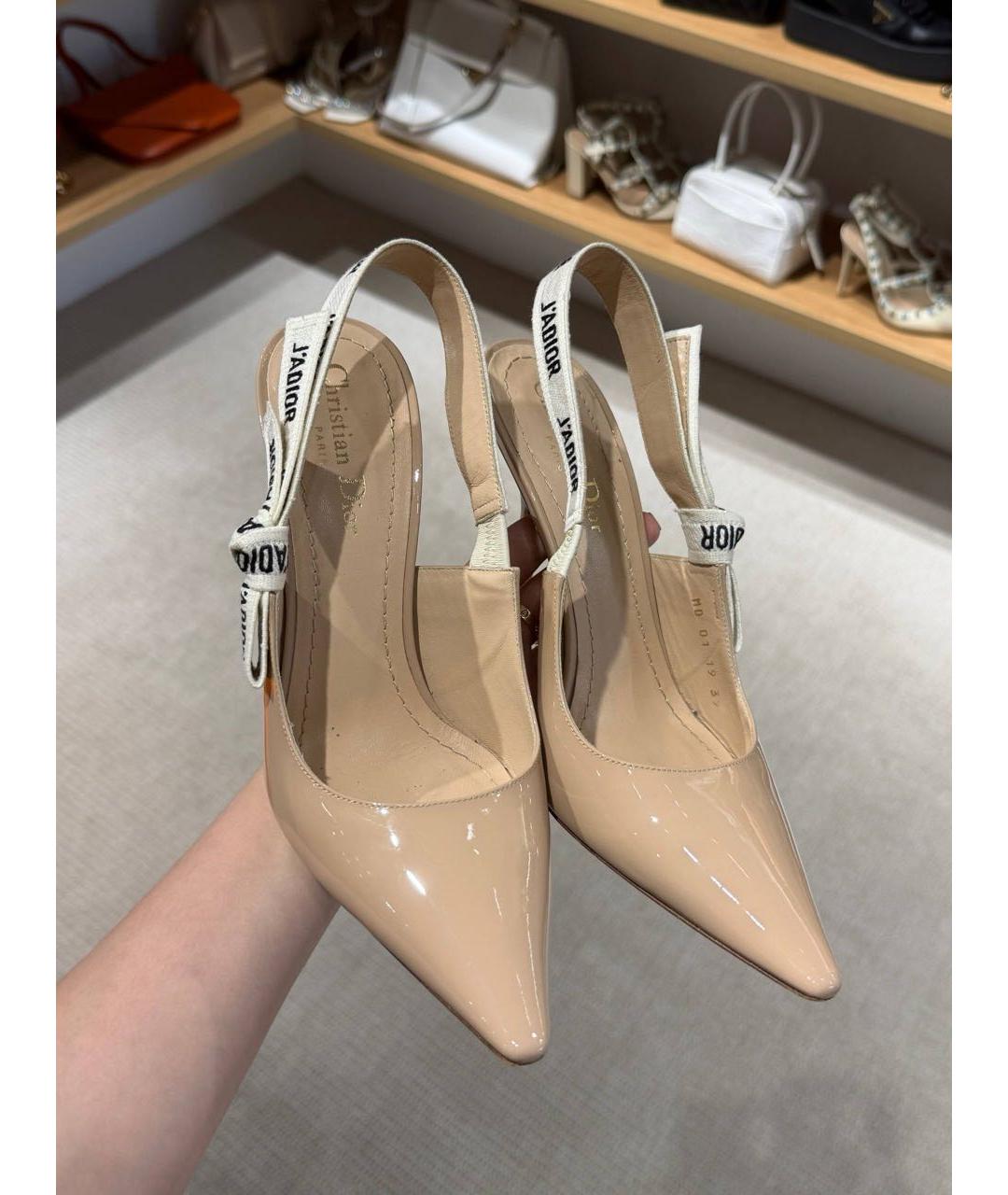 CHRISTIAN DIOR Бежевые кожаные туфли, фото 3