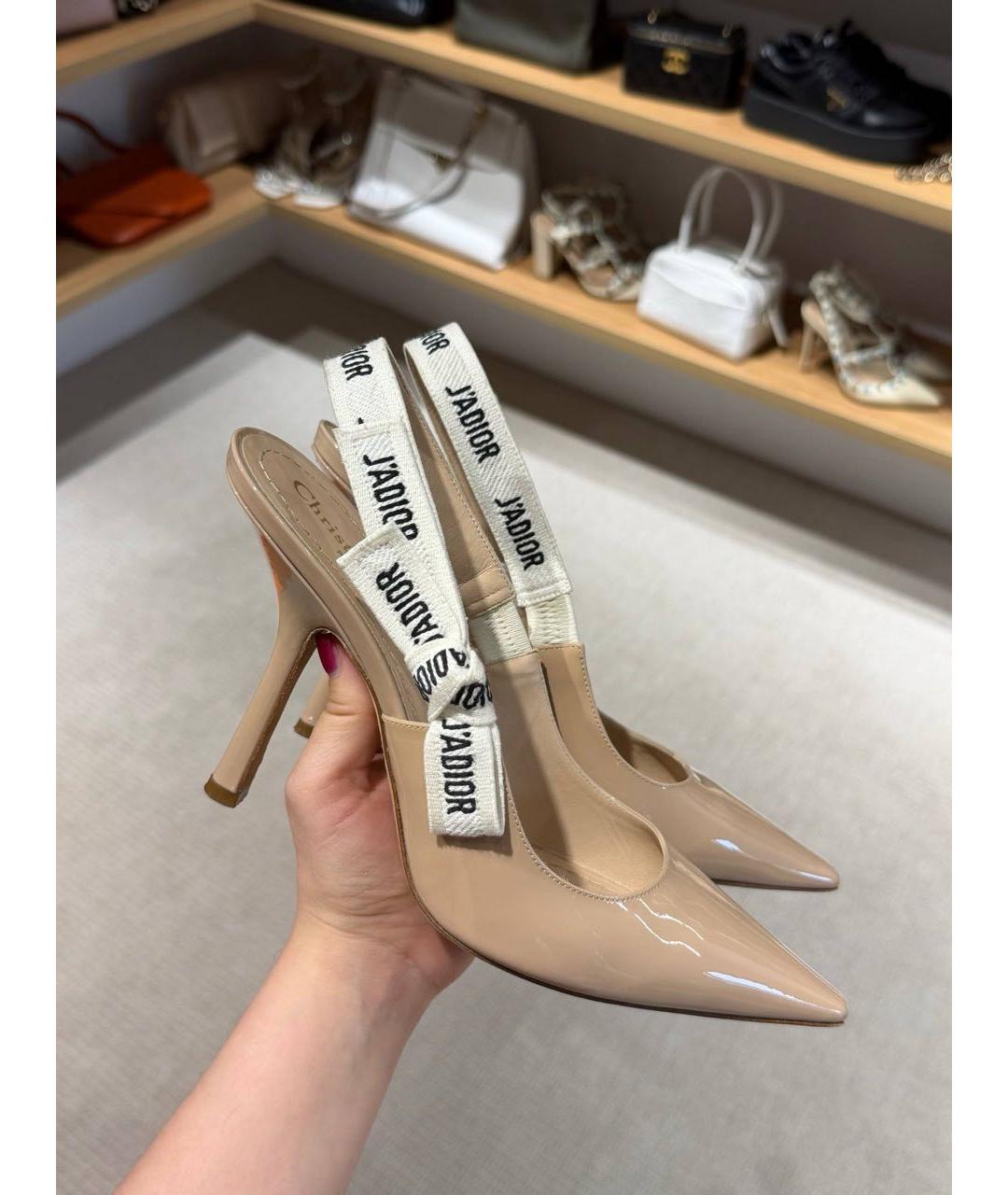 CHRISTIAN DIOR Бежевые кожаные туфли, фото 2