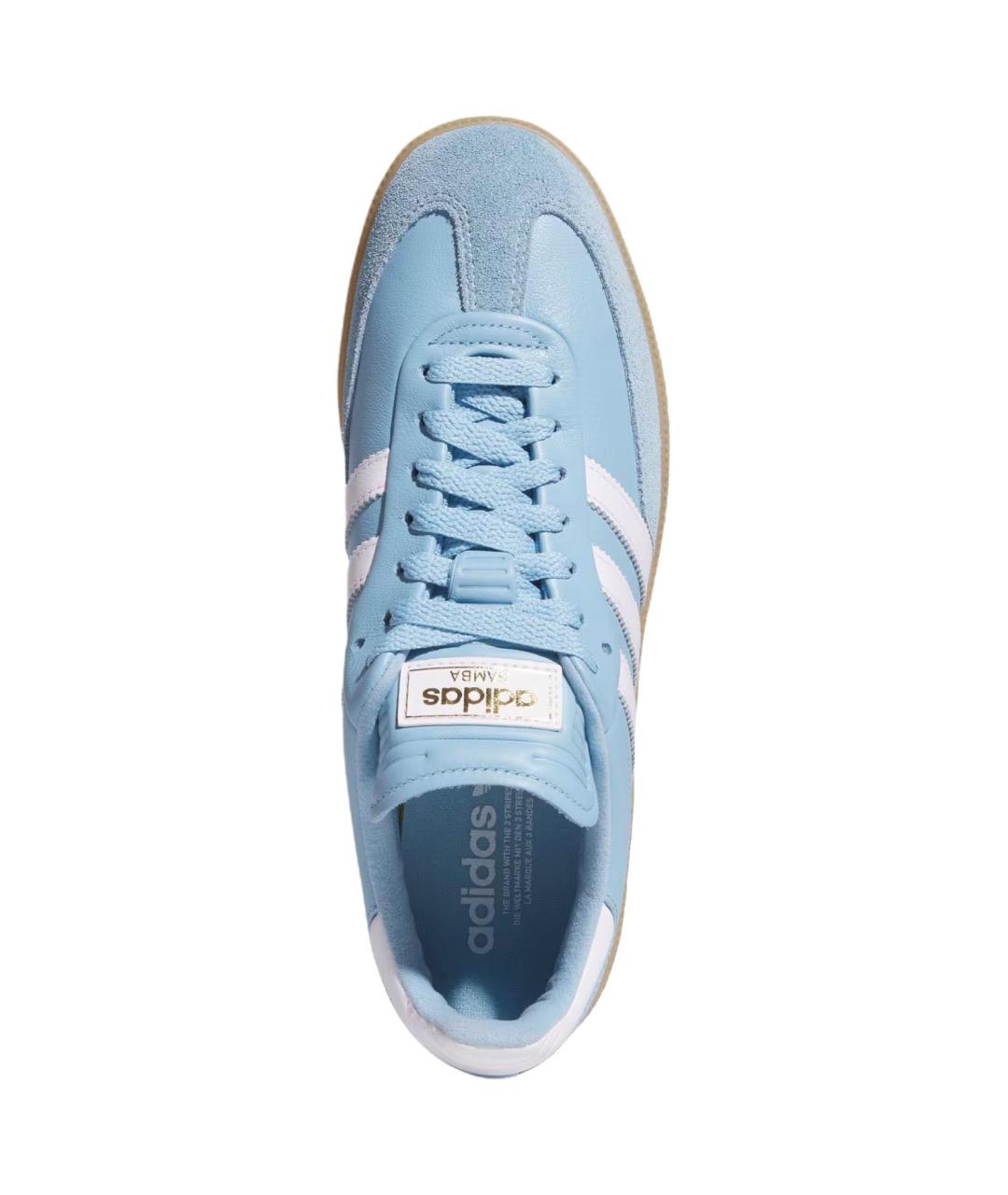 ADIDAS Голубые кожаные кеды, фото 3
