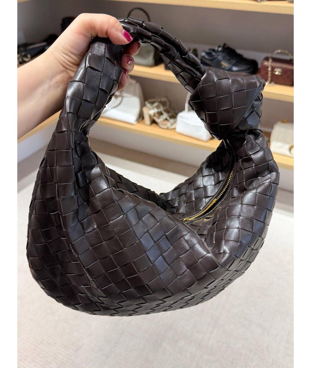BOTTEGA VENETA Коричневая кожаная сумка с короткими ручками, фото 5