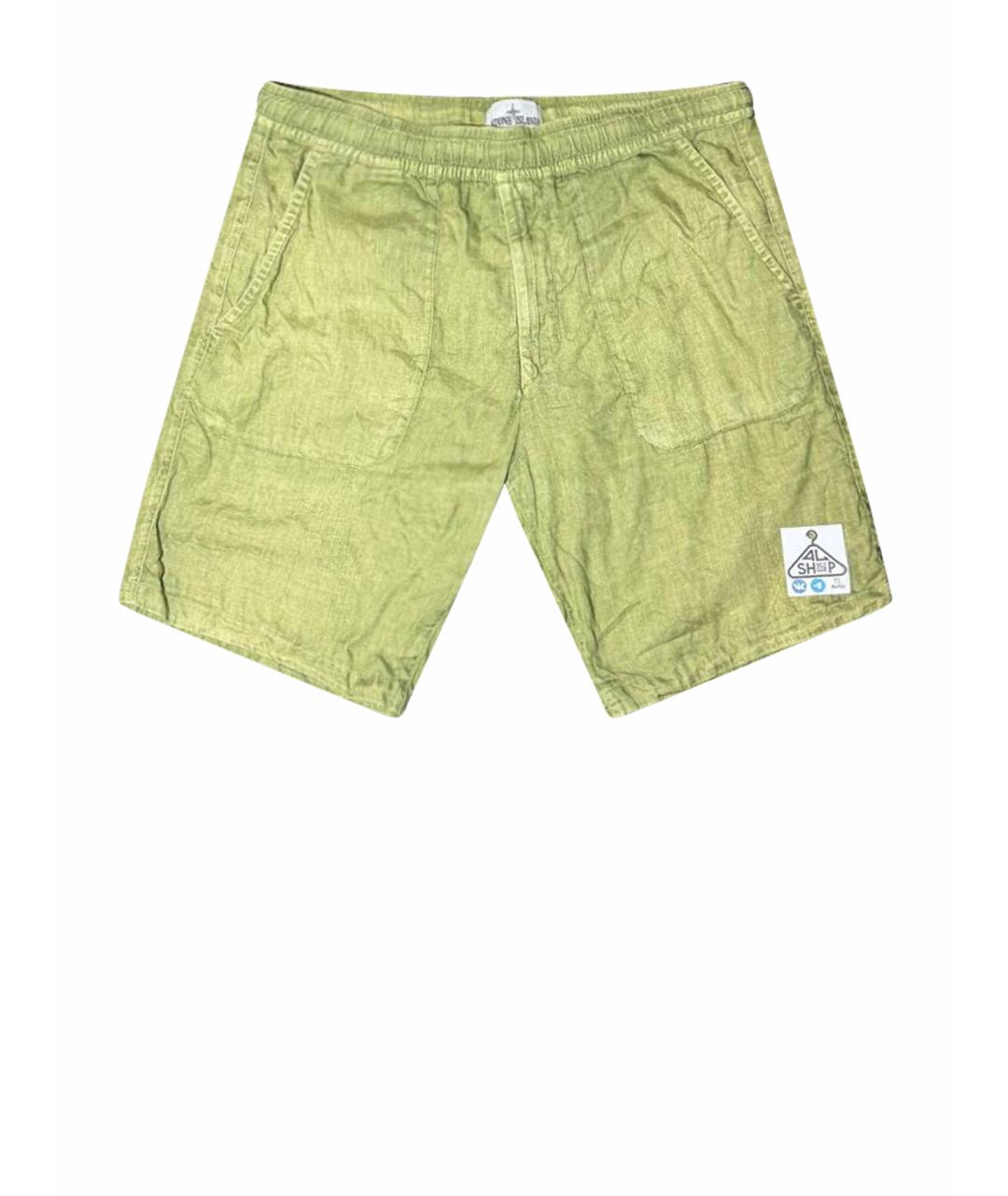 STONE ISLAND Горчичные льняные шорты, фото 1