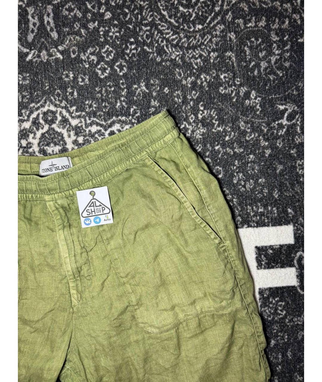 STONE ISLAND Горчичные льняные шорты, фото 3