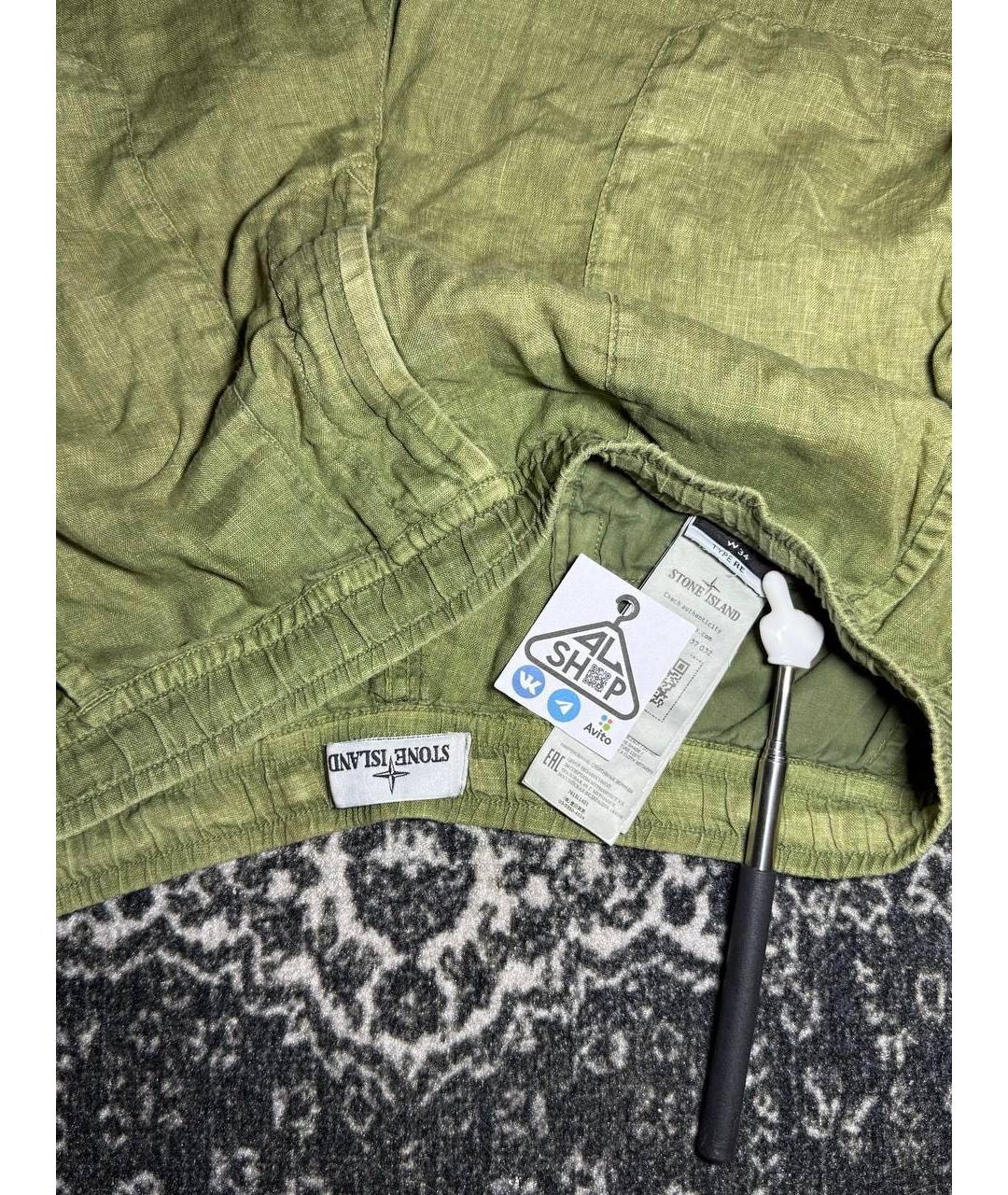 STONE ISLAND Горчичные льняные шорты, фото 4