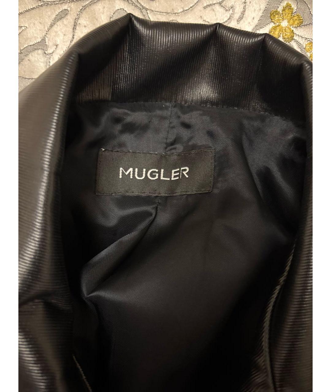 MUGLER Черная кожаная куртка, фото 3