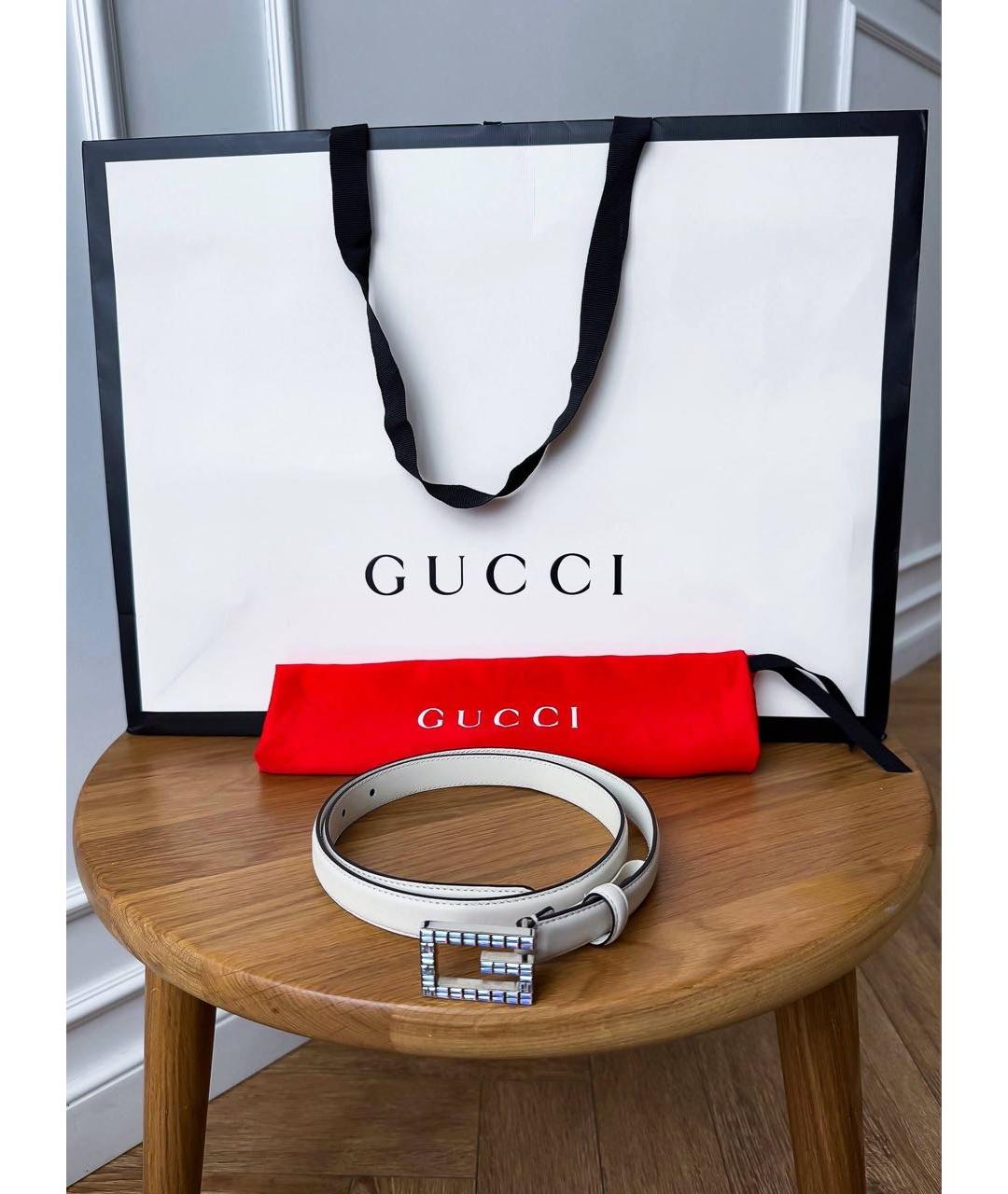 GUCCI Белый кожаный ремень, фото 6