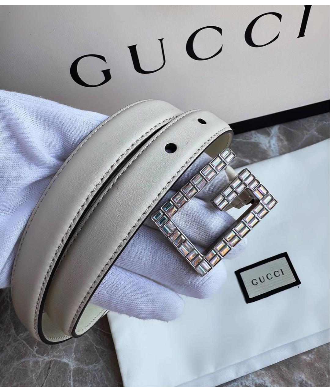 GUCCI Белый кожаный ремень, фото 9