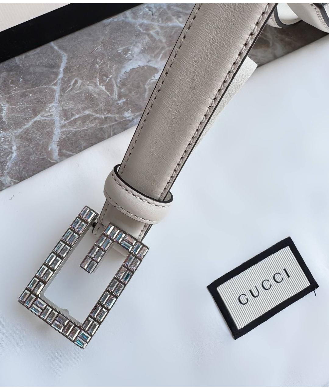 GUCCI Белый кожаный ремень, фото 2