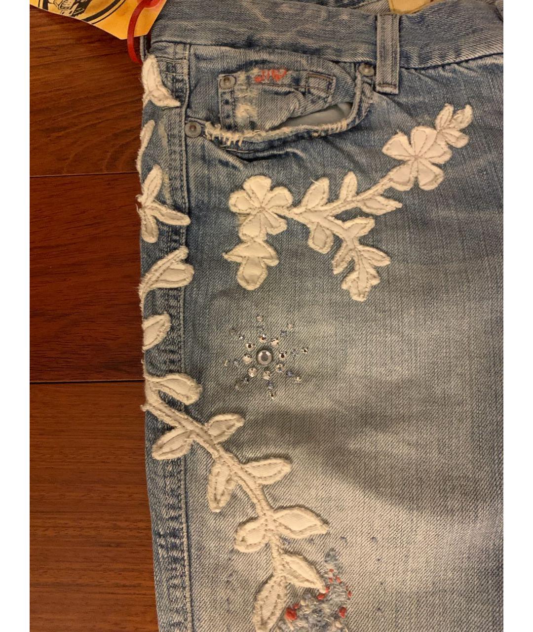 7 FOR ALL MANKIND Голубые хлопковые джинсы клеш, фото 3