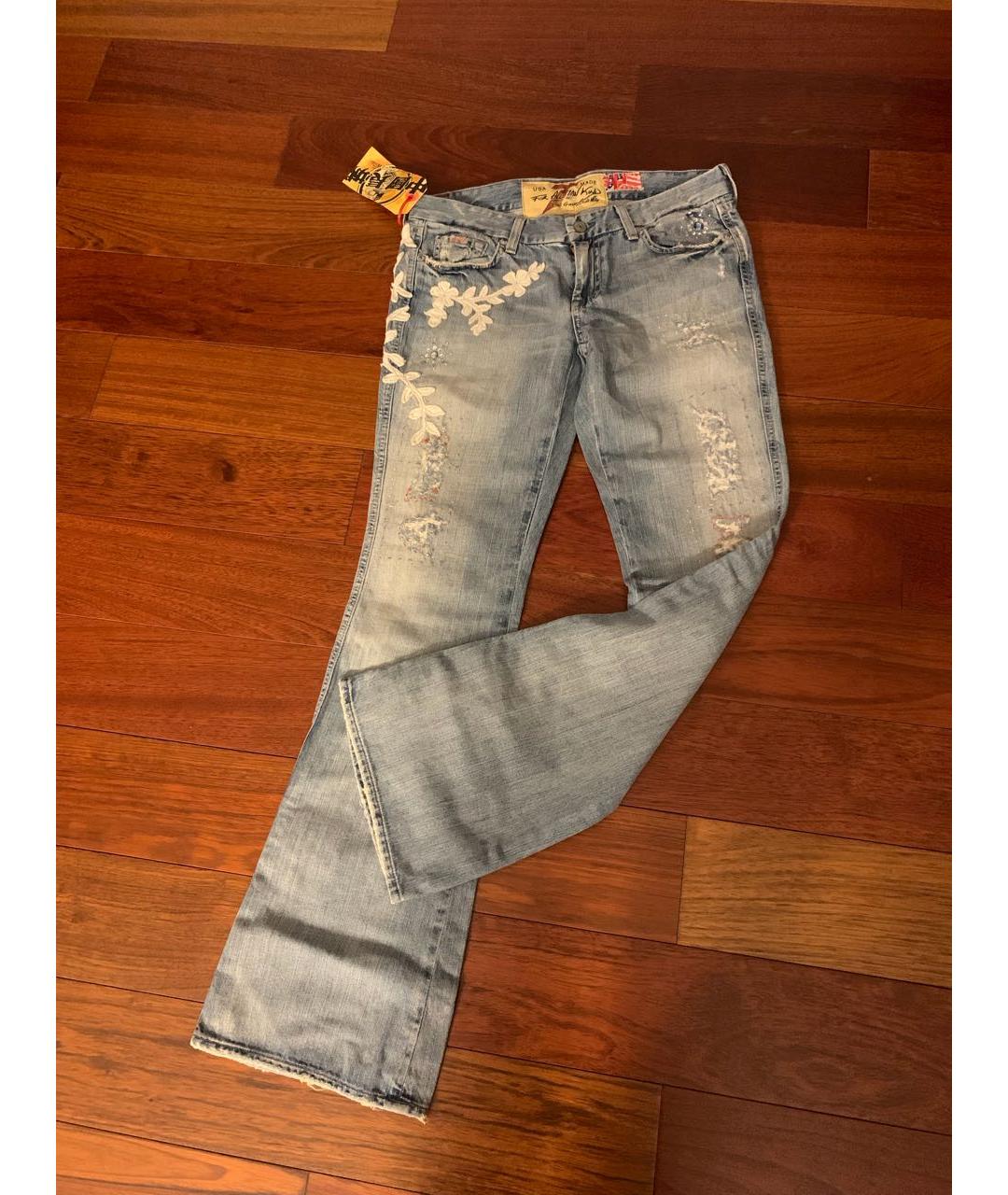 7 FOR ALL MANKIND Голубые хлопковые джинсы клеш, фото 2