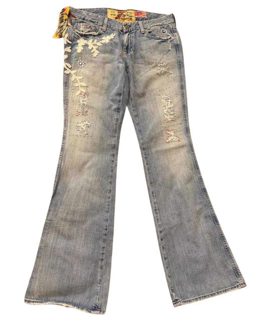 7 FOR ALL MANKIND Голубые хлопковые джинсы клеш, фото 1