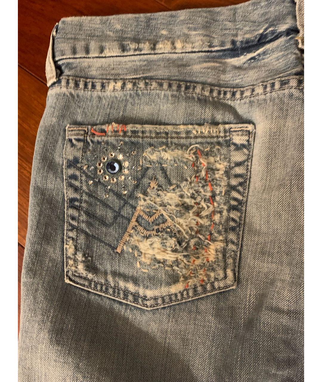 7 FOR ALL MANKIND Голубые хлопковые джинсы клеш, фото 6