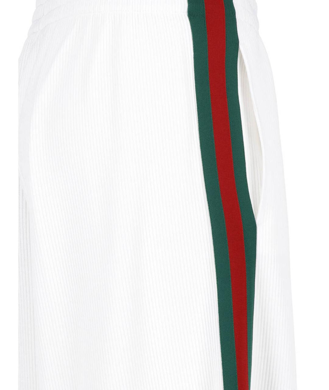 GUCCI Белые хлопковые прямые брюки, фото 4