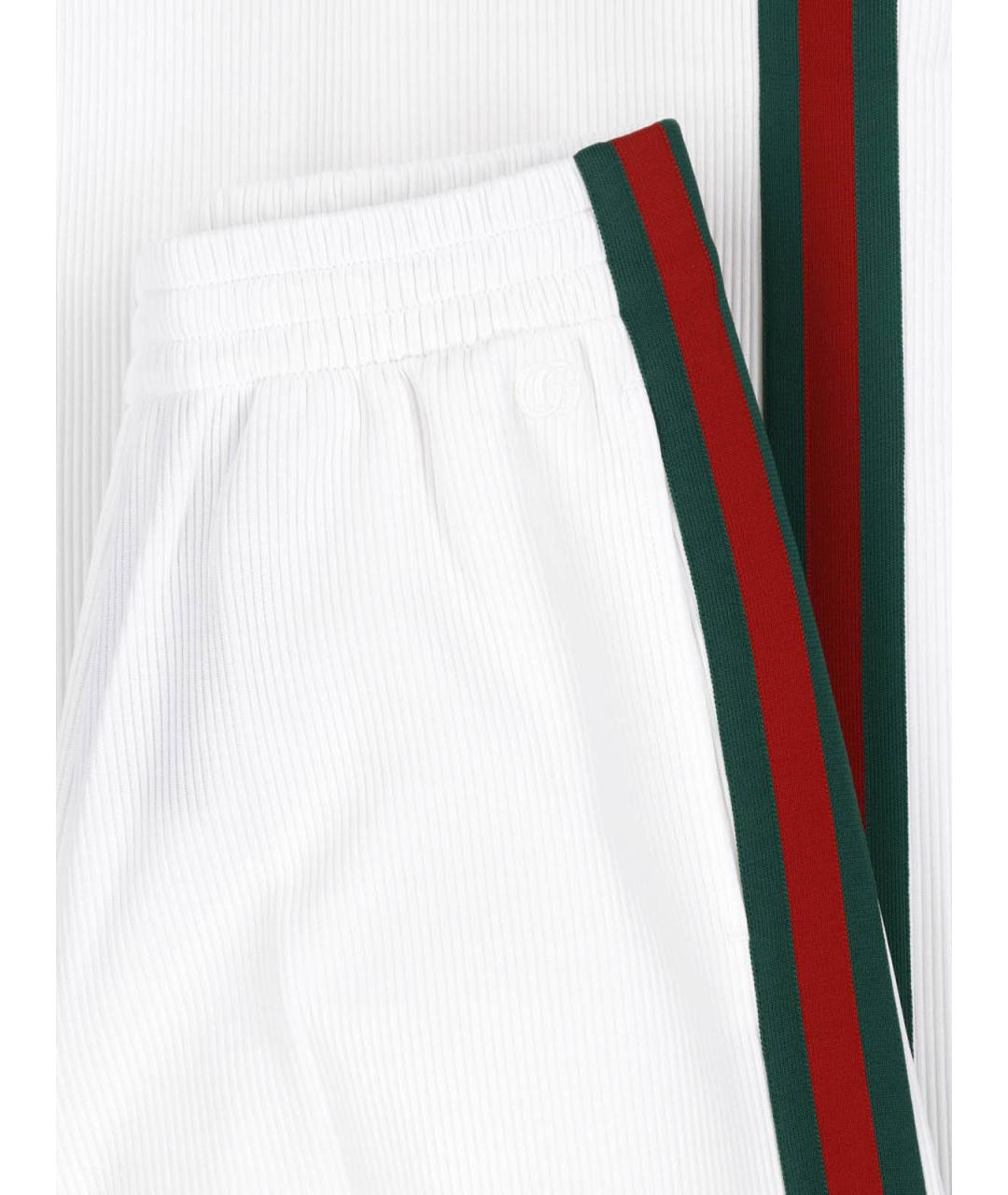 GUCCI Белые хлопковые прямые брюки, фото 5