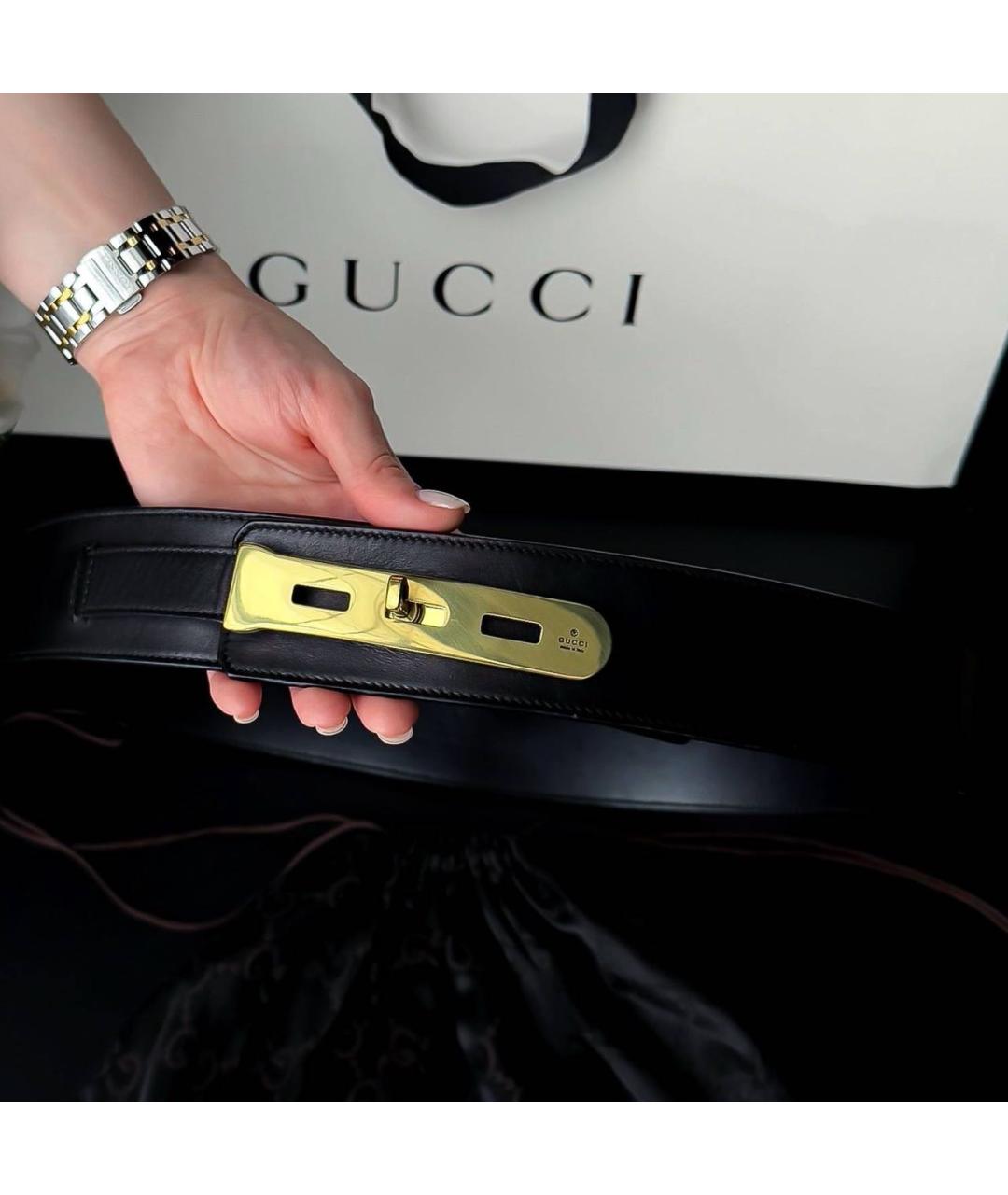 GUCCI Черный кожаный ремень, фото 9