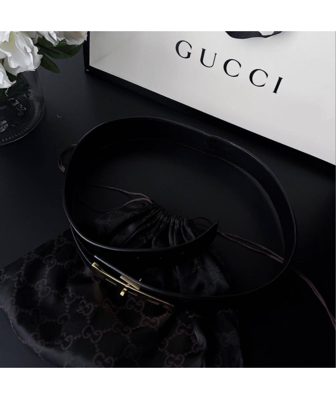 GUCCI Черный кожаный ремень, фото 5