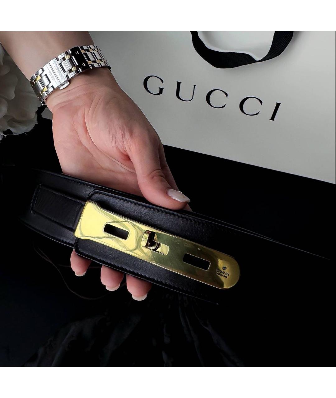 GUCCI Черный кожаный ремень, фото 2